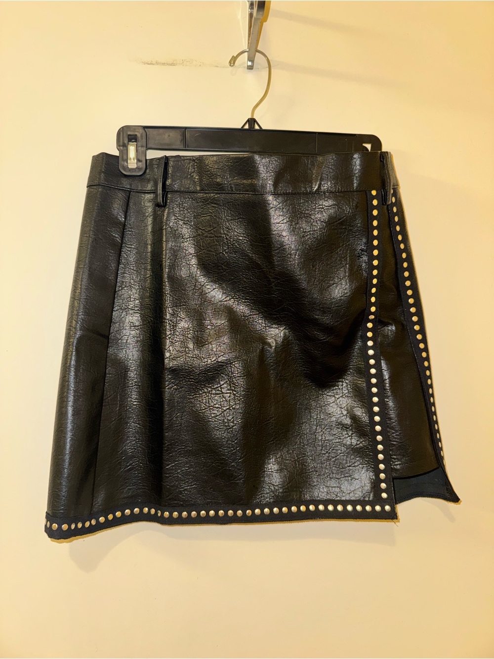 Black Faux Leather Studded Mini Skirt